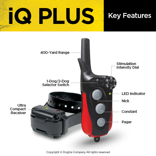 iQ Plus Remote Dog Training E-Collar with 400-Yard Range | Great for Small Dogs