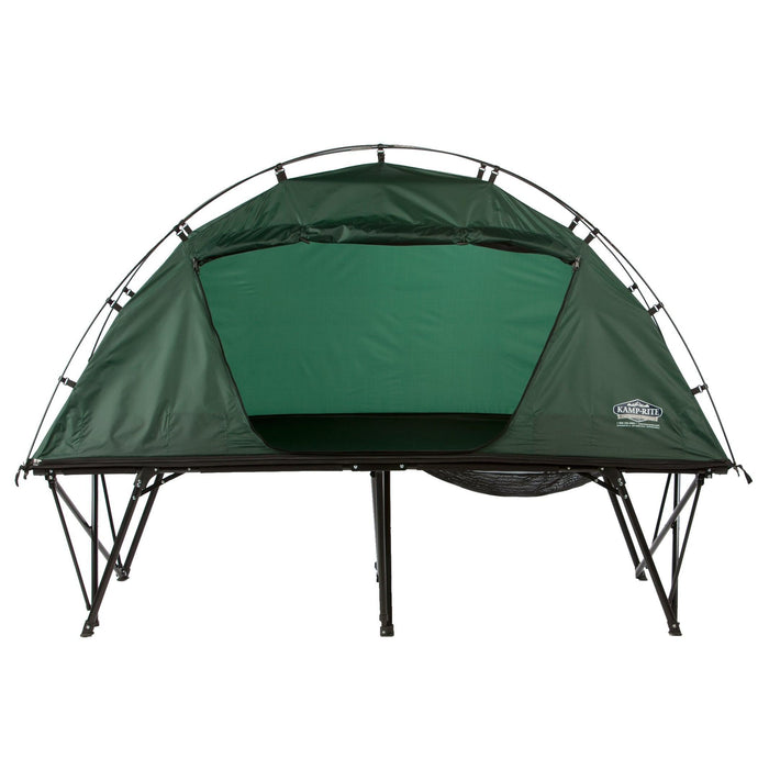 Kamp-Rite - Extra Large Elevated Collapsible Compact 1 Person Tent Cot, 3 in 1 Sleeping Tent Cot with Roller Bag and Rain Fly, Easy Setup, Green