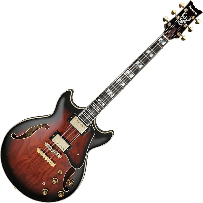Ibanez ArtStar AM153QA Semi-Hollowbody Electric Guitar, Right, Dark Brown Sunburst