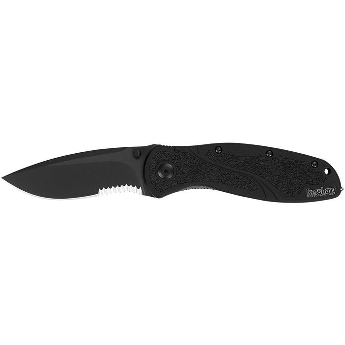 Kershaw - Blur Glassbreaker - Serrated Black SpeedSafe Assisted Opening Pocket Knife with Glassbreaker Tip