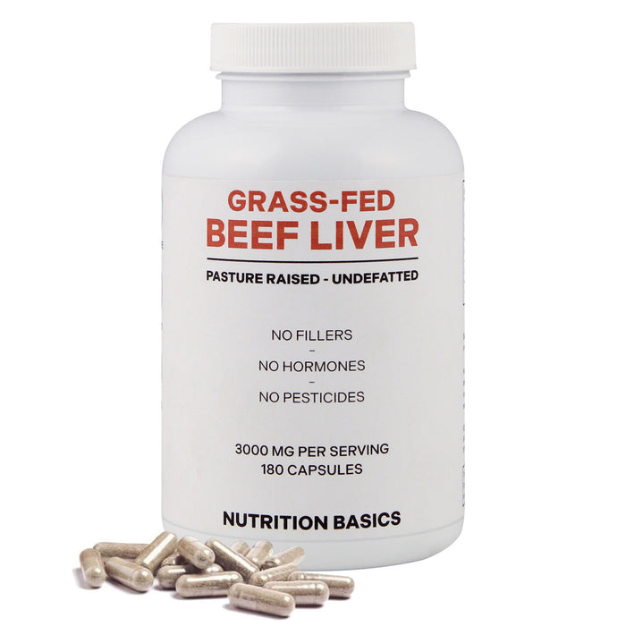 Nutrition Basics Grass-Fed Beef Liver | Pasture Raised and Undefatted | 3000 MG Per Serving