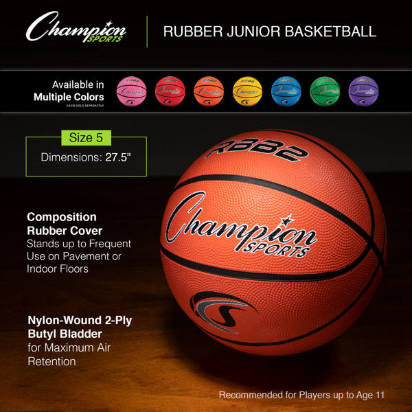 Junior Size 5 Rubber Basketball for Players Up to Age 11 | Superior Air Retention