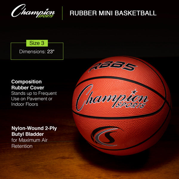 Size 3 Mini Rubber Basketball | Great for Kids with Little Hands to Grip & Shoot