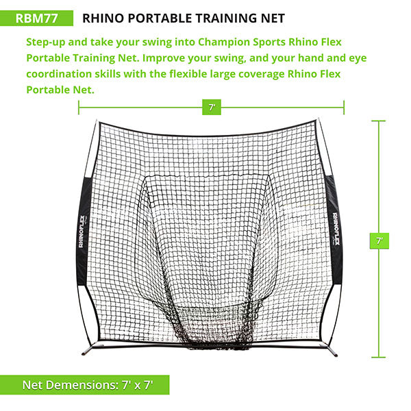 7' x 7' Rhino Flex Portable Training Net | Great for Baseball & Softball