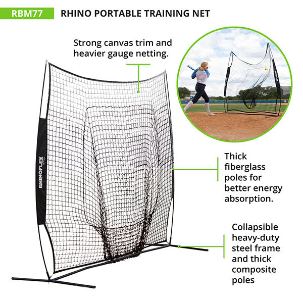 7' x 7' Rhino Flex Portable Training Net | Great for Baseball & Softball