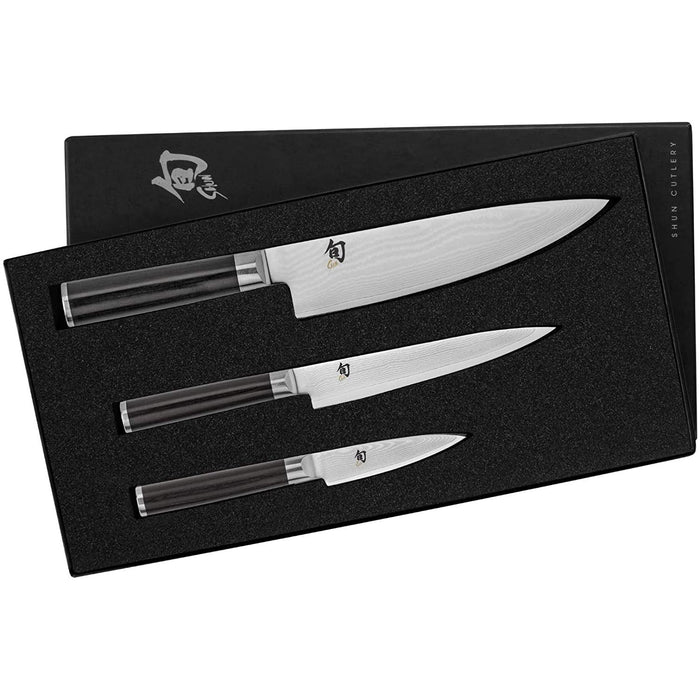 Shun Classic 3-Piece Starter Set: 8â€ Multi-Purpose Chefâ€™s Knife, 3.5â€ Paring Knife and 6â€ Utility Knife