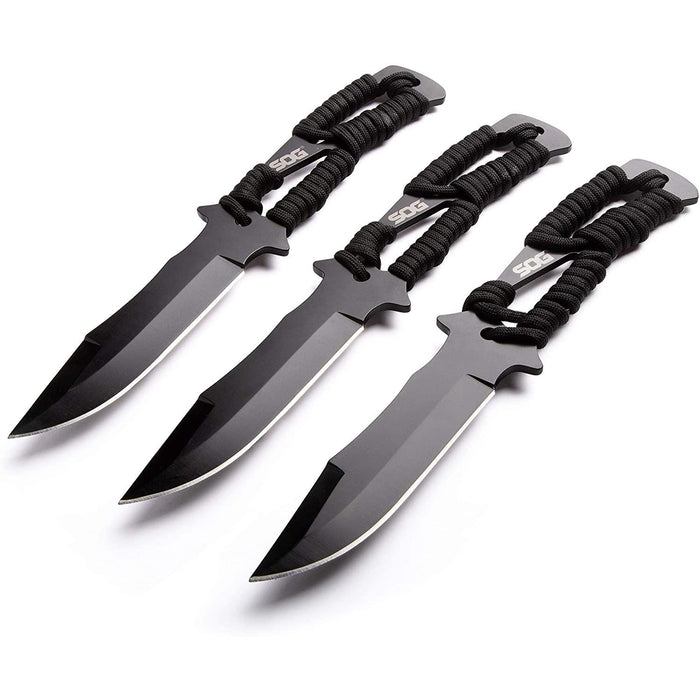 3-Pack Balanced Throwing Knives Set with Paracord Handles and Nylon Sheath