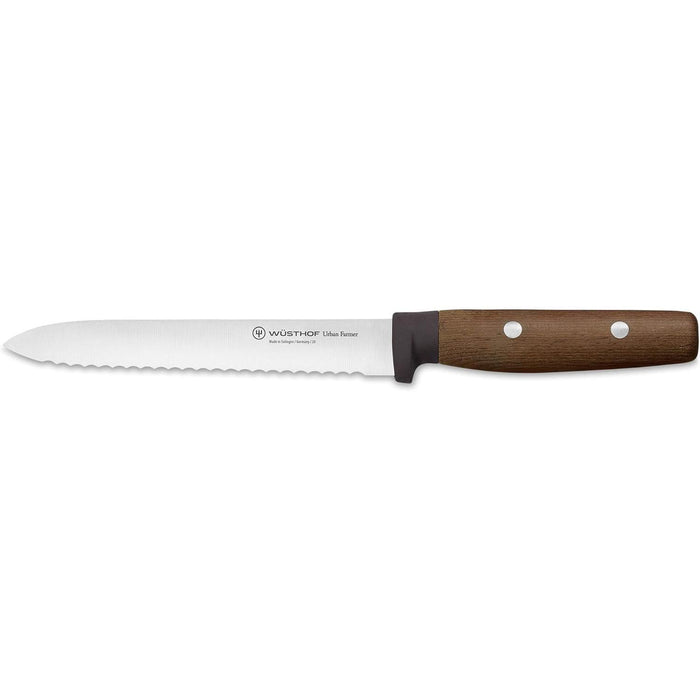 Urban Farmer 5" Serrated Utility Knife with Heat Treated Beech Handle