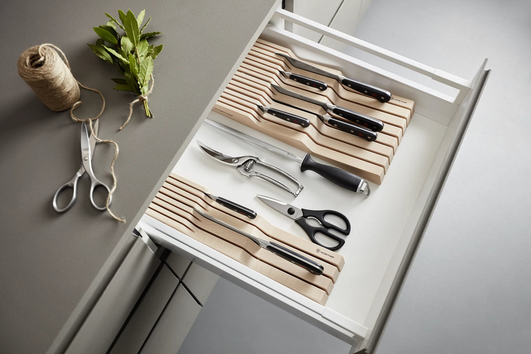 7-Slot In Drawer Natural Wood Knife Storage | Great for Storing Your Knives