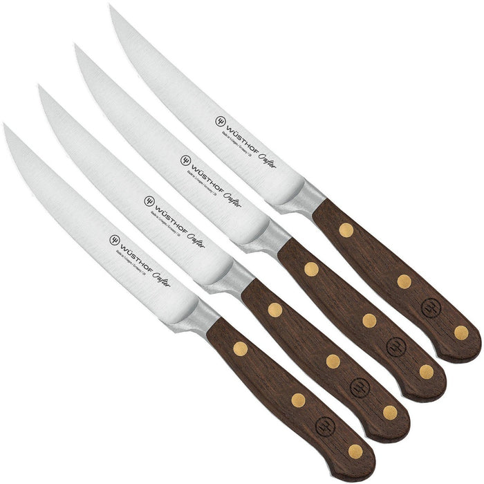 Crafter Four Piece Stainless Steel Steak Knife Set with Smoked Oak Handle