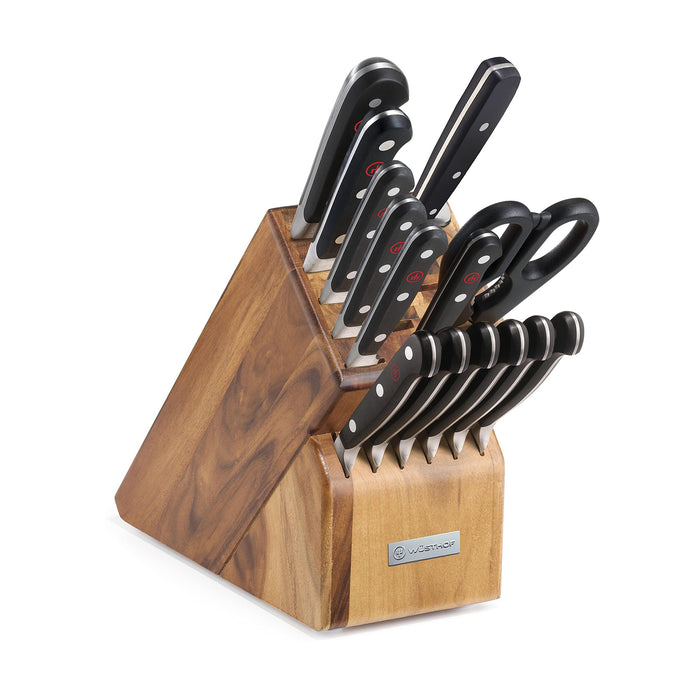 Classic 15-Piece Knife Block Set with Stainless Steel Knives