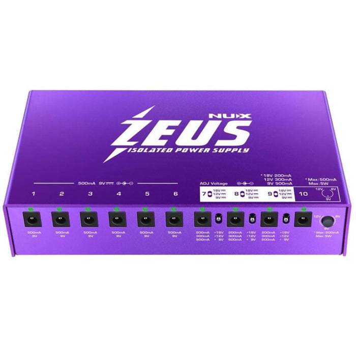 Zeus All-Isolated Power Supply with 10 High Current DC Power for NUX Pedals