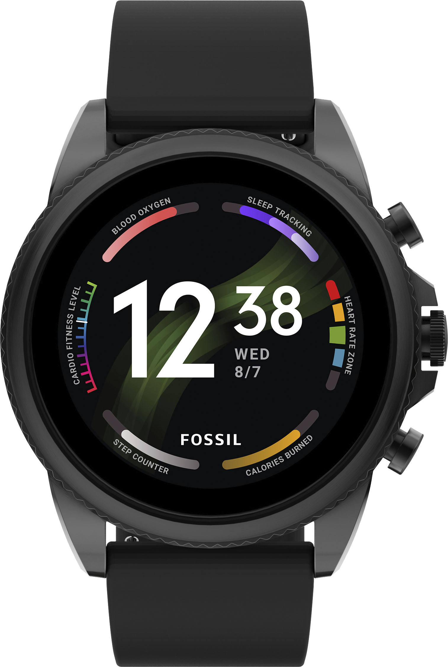 Fossil Gen 6 44m Smartwatch, Black Case, Black Silicone Strap