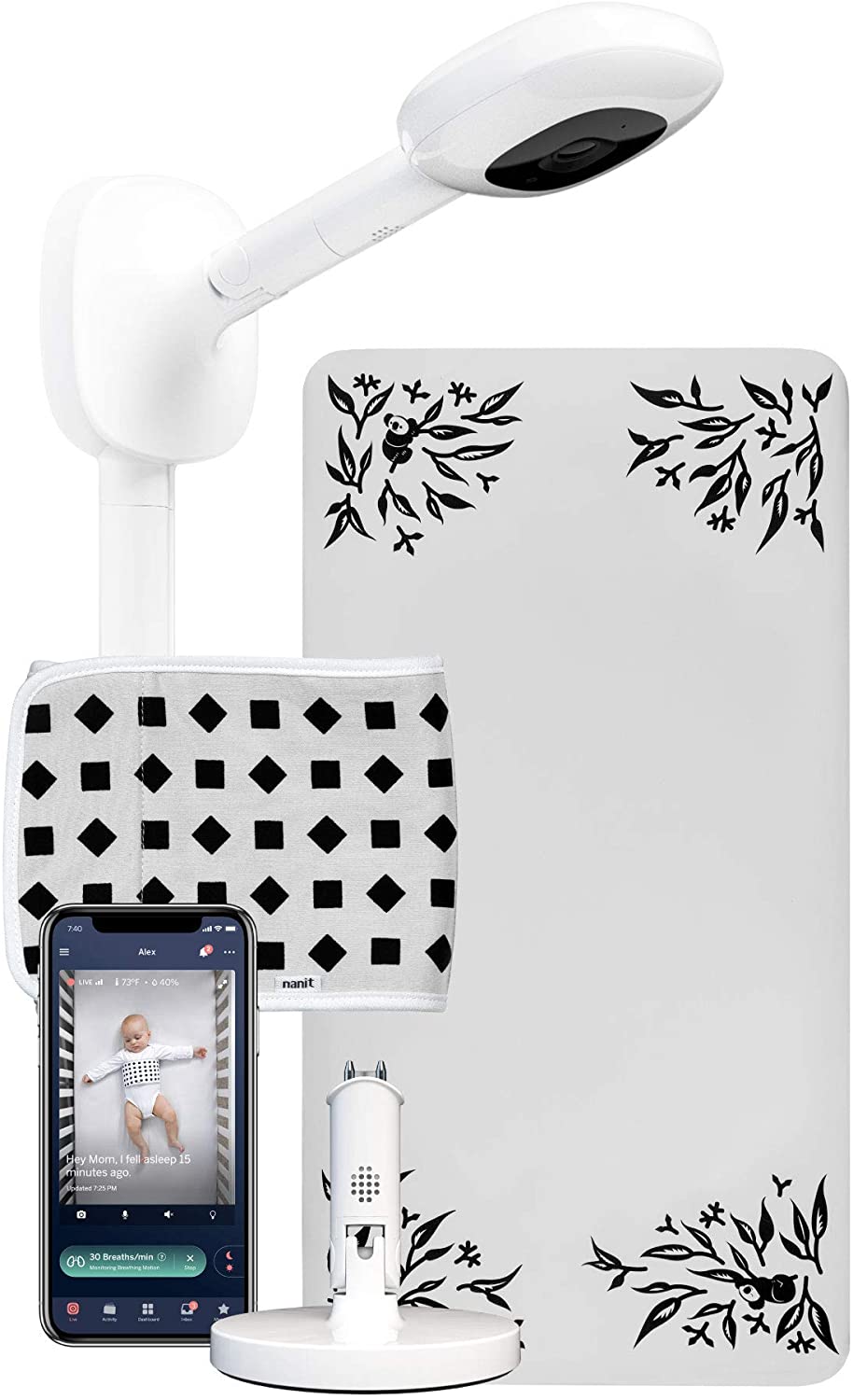 Nanit - Pro Complete Baby Monitoring System with HD Pro Camera and Wall Mount, Real Time Video, Sound, and Sleep Tracking and Guidance, Sensor-Free Breathing Motion Monitoring, and Travel Stand