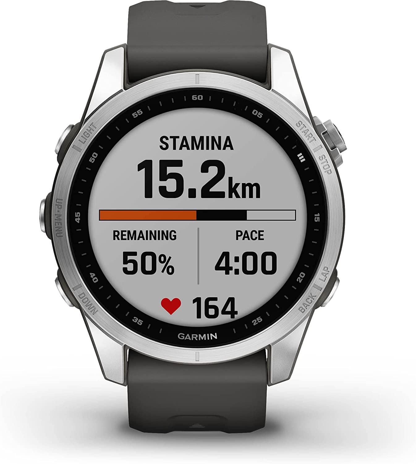 Garmin - Fenix 7S Standard Edition, Rugged Outdoor Bluetooth Touchscreen Smartwatch, Silver with Graphite Band
