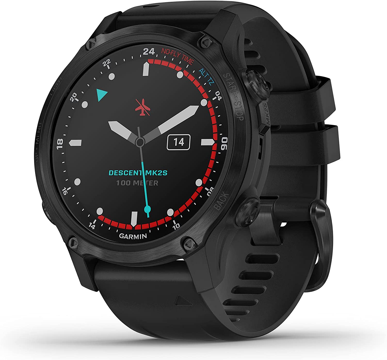 Garmin - Descent Mk2S, Diving Smartwatch, Carbon Gray DLC with Black Silicone Band