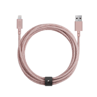 Native Union Belt Cable XL - 10ft Ultra-Strong Reinforced [Apple MFi Certified] Durable Lightning to USB Charging Cable with Leather Strap for iPhone/iPad (Rose)